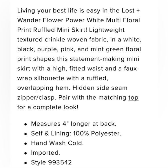 NWT Lost & Wander Flower Power Skirt - Picture 6 of 7